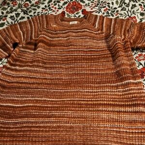 a.n.a Women's Striped Rust Crewneck Sweater